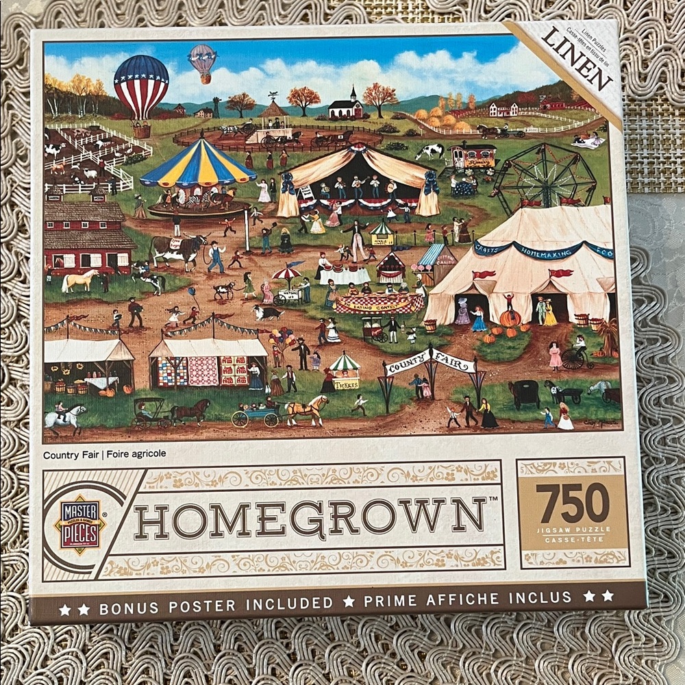 Homegrown 750-Piece Puzzle - Vibrant Multicolor in Linen. All pieces here! “Coun